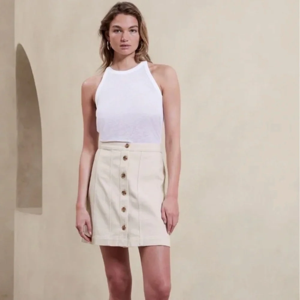 Banana Republic BUTTON-FRONT TWILL MINI SKIRT SZ 16